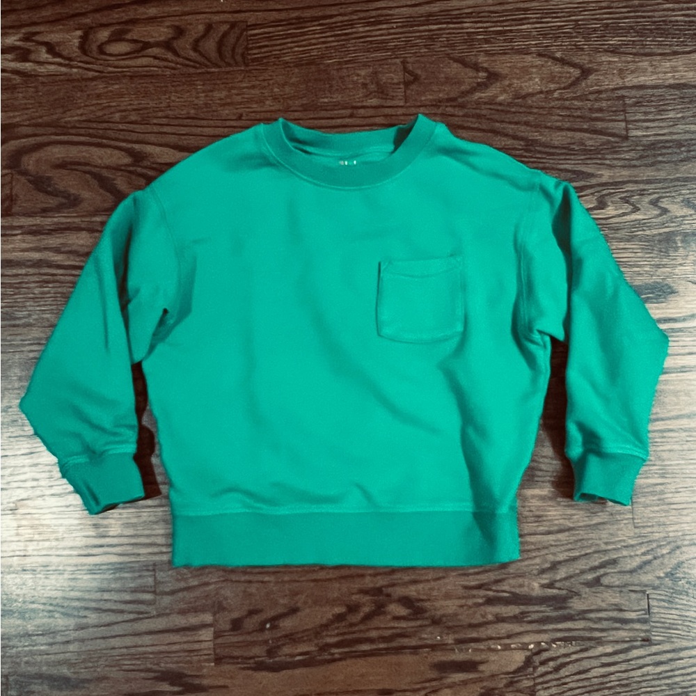 Mini Boden green sweatshirt with pocket size 6-7